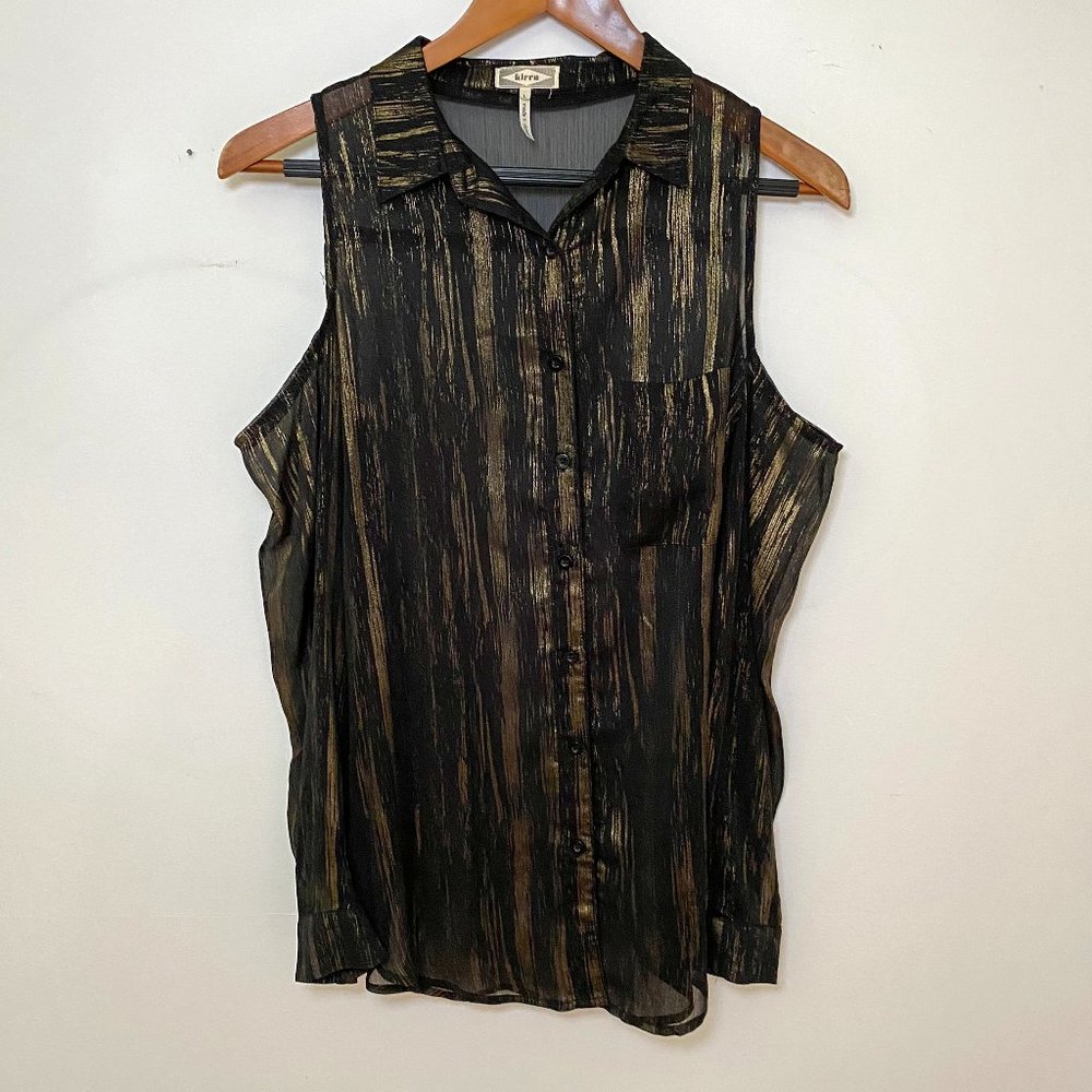 Kirra Off the Shoulder Sheer Button Down Shirt